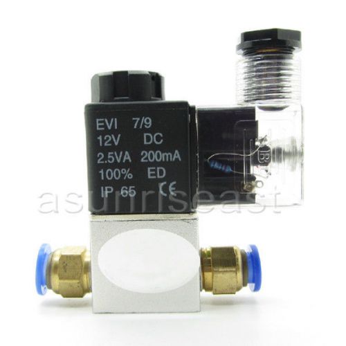 Pneumatic Air Solenoid Valve DC12V NC + 8mm Fittings 2 Way 2 Position 2V025-08