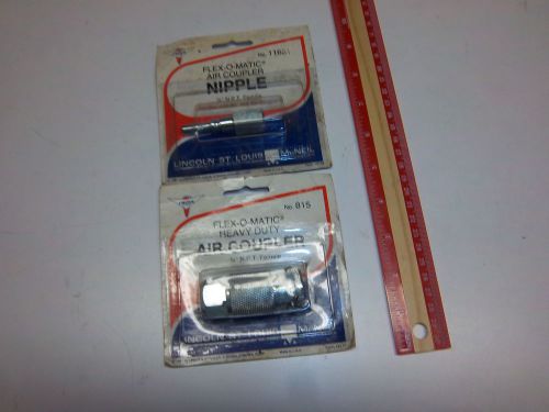 Lincoln flex-o-matic air coupler #815  &amp; nipple #11661  new 1/4&#034; npt female usa for sale