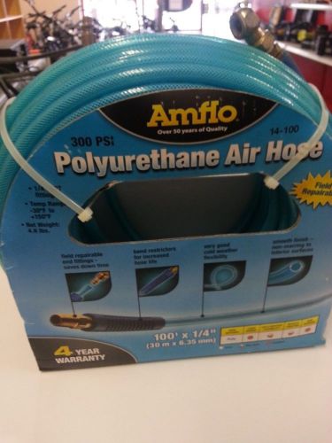 Amflo 14-100 blue 300 psi polyurethane air hose 1/4&#034; x 100&#039; w/ 1/4&#034; mnpt swivel for sale