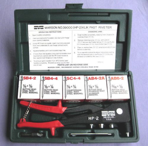 Marson 39001 Rivet Kit w/ HP-2 Klik Fast Riveter .... UNUSED?