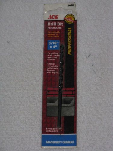 Ace Percussion Hammer Rotary Masonry Drill Bit 24468 3/16&#034;X4 NEW