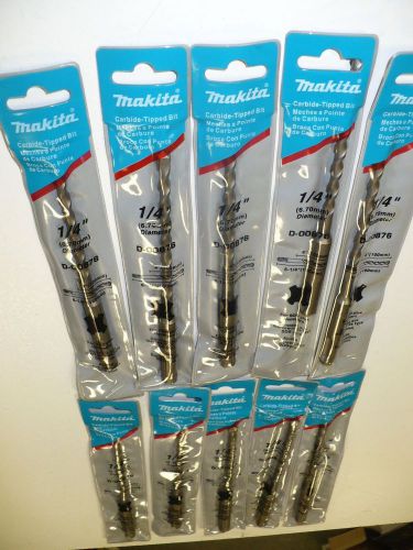 10 New Makita Carbide Concrete bit SDS+ 1/4&#034; X 4&#034; X 6&#034;- D-00876- Free Shipping