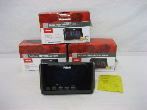 Lot of 3 RCA RC46R Dual Display Dual Wake AM/FM Clock Radio for Parts/Repair