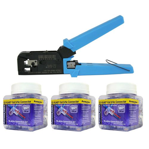 Platinum tools 100004c ez-rj45 crimper tool, jar ez-rj45 cat5/5e 300 connectors for sale