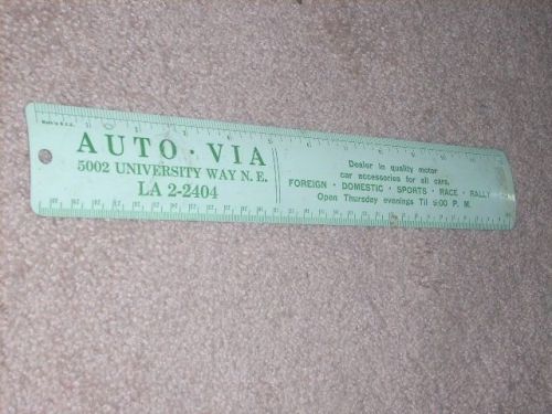 Vintage Metal Ruler Seattle Mechanics AUTO VIA University Way Race Washington