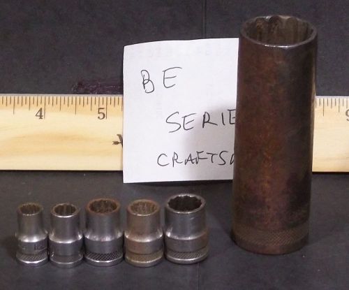 Craftsman Sockets Vintage BE Series (1)1/2&#034; Drive + (5)1/4&#034; Dr SAE