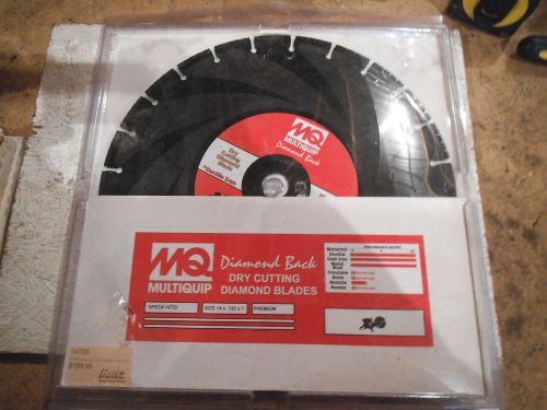 MULTIQUIP DIAMOND BACK 14&#034; x .125 x 1&#034; DRY CUTTING DIAMOND PREMIUM BLADE 14TDI