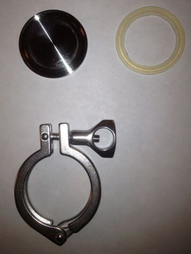 2&#034; Tri-Clover Stainless Clamp, Cap +Gasket Sankey Beer Keg Sealing Kit Fermentor