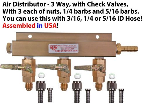 3 way CO2 Manifold Air Distributor Draft Beer MFL Check Valves (AD103Ebay)