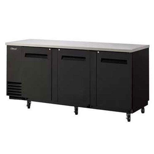 Turbo tbb-4sb back bar cooler, 3 swing doors, 8 shelves, 90.39&#034; long x 27.2&#034; dee for sale