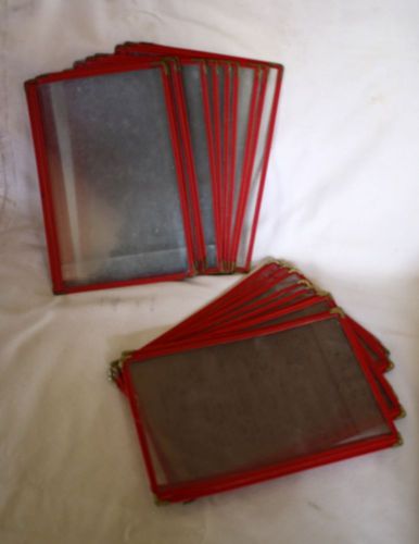 Vintage Restaurant Menu Covers Plastic Red 7&#034; x 10&#034; Qty 22