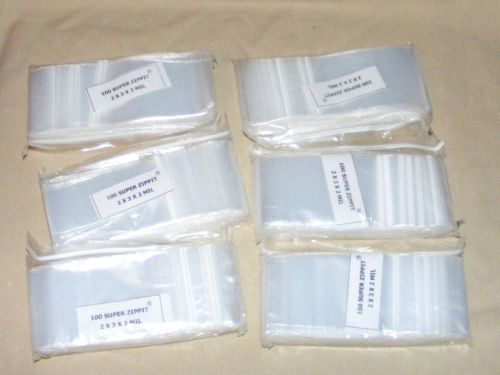 600 ZIP LOCK 2&#034; x 3&#034; BAGS RECLOSABLE POLY 2MIL CLEAR ZIPPIT RELOC 2 x 3 BAGS