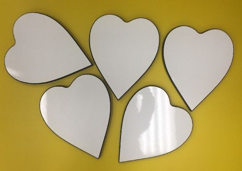 5 Dye Sublimation Blanks: Heart, Gloss White