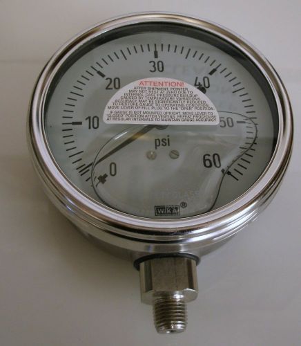 WIKA Glycerine Filled Gauge 233.54 4&#034; 60 psi  Stainless NIB