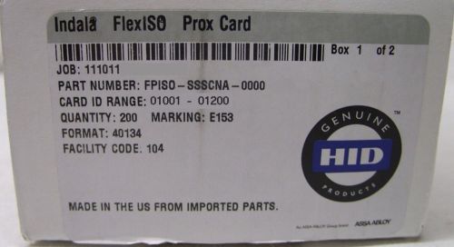 NEW 200 HID Indala FlexISO Prox Proximity Cards FPISO-SSSCNA-0000  26 BIT