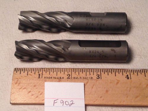 2 RESHARPENED WELDON ROUGHING ENDMILLS. 3/4&#034; SHANK. 4 FLUTE HSS. {F902}