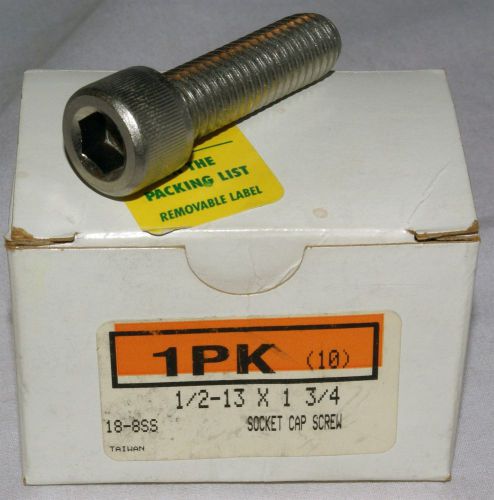 Stainless Steel Socket Cap Screws (SHCS) 1/2-13 x 1 3/4 (Qty 10)