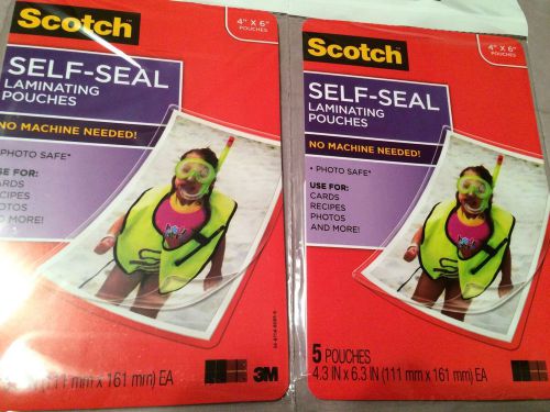 Lot of 10 SCOTCH 3M Self-Seal Laminating Pouches 4.3&#034; x  6.3&#034; Each PHOTO SAFE