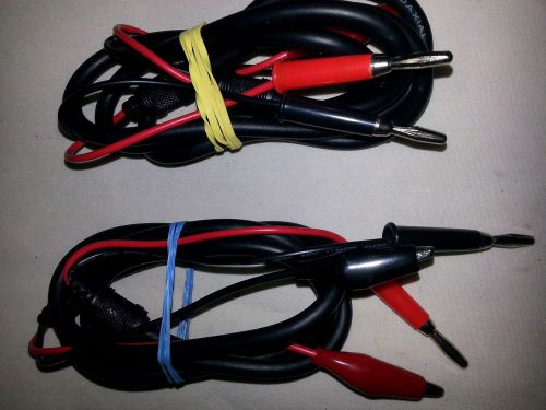 2 PAIRS, DVM TEST LEAD CABLES-Four Foot (4&#039;) COAXIAL BANANA TO CROCODILE CLIPS !