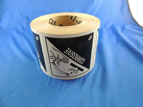 New Roll of 500 OSHA Safety Hazardous Shipping Labels DOT 4&#034; x 4&#034; Corrosive 8