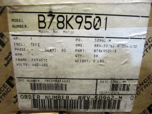 Reliance 1 HP 1725 RPM FC145TC Brake Motor B78K9501R w/Dodge 56 DBSC Brake NIB!