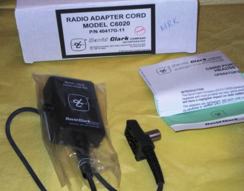 David Clark Portable Radio Headset Adapter Model C6020 P/N 40417G-11 NIB