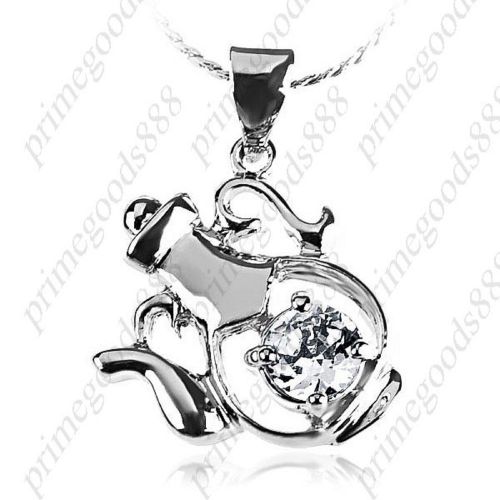Kettle Shaped Pendant Necklace Pendant Jewelry Accessories with Rhinestone