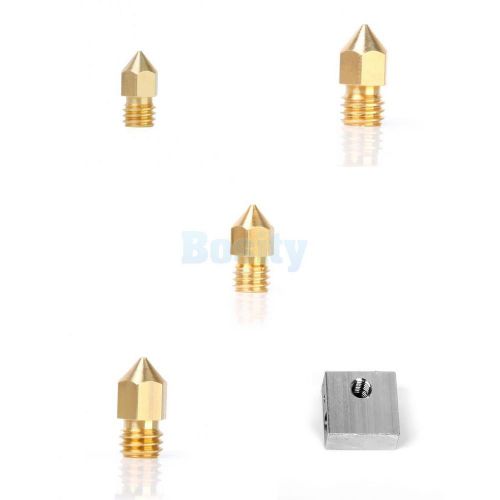 4x(0.2+03+0.4+0.5mm) copper extruder nozzle print head+heat block for 3d printer for sale