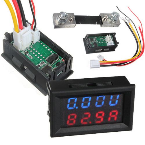 DC 100V 100A Voltmeter Ammeter Digital Dual LED Car Amp Volt Meter Gauge + Shunt