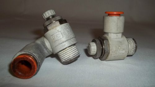 SMC Flow Control Valves, 3/8 Pipe x 3/8 Tube, lot of 2