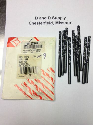 Lot of 9 cle-line c22713 jobber drill bits, 7/32&#034;, black oxide, hss, 5x969 for sale