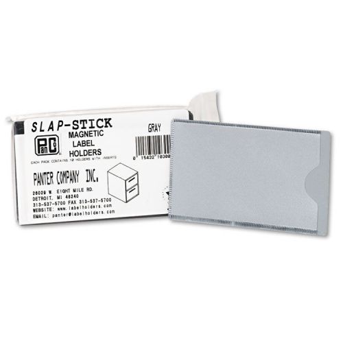 Slap-Stick Magnetic Label Holders, Side Load, 4-1/4 x 2-1/2, Gray, 10/Pack