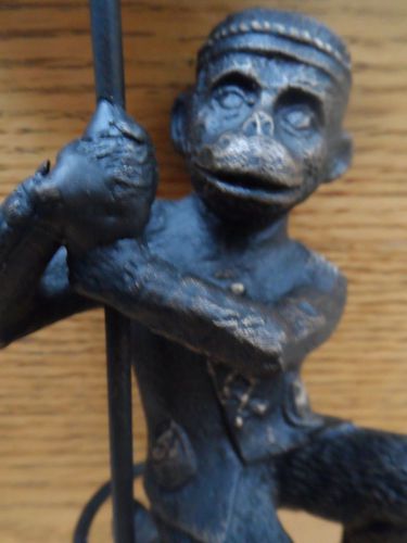 Bronze, bell hop monkey, business card holder