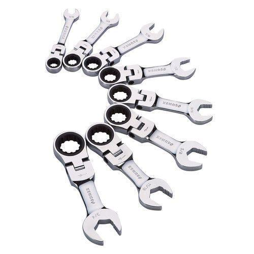 Sunex Tools 8pc SAE Stubby Flex Head Ratcheting Combo Wrench Set 9925 NEW