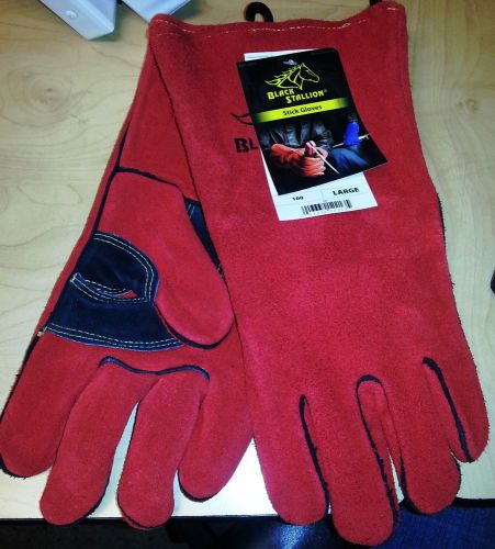 New nwt revco black stallion 100 red split cowhide stick welding gloves large for sale