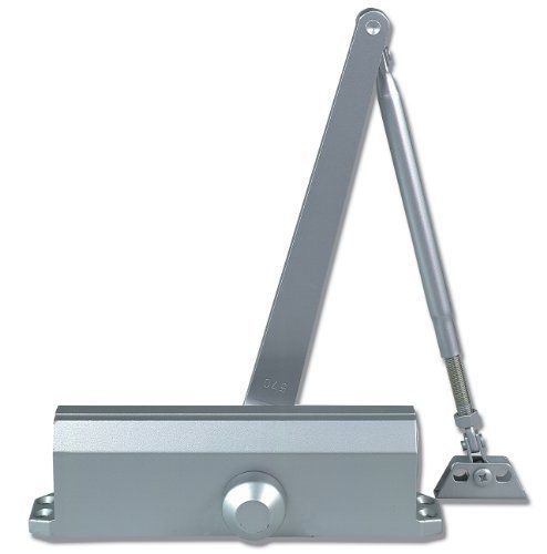 Global Door Controls Compact Commercial Door Closer in Aluminum with Adjustable