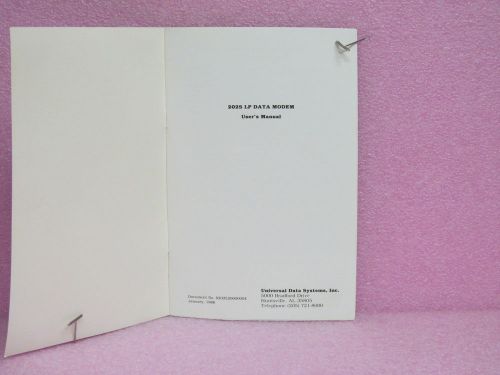 Motorola Manual 202S LP Data Modem Installation &amp; Operation Manual (1/86)