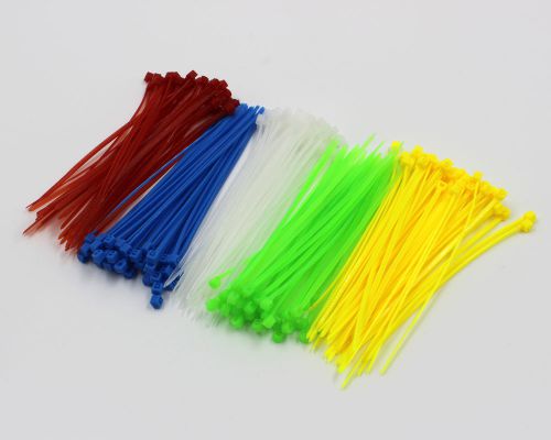 200 PCS 4&#034; inch Network Cable Cord Wire Tie Strap 25 Lbs Zip Nylon Five Color