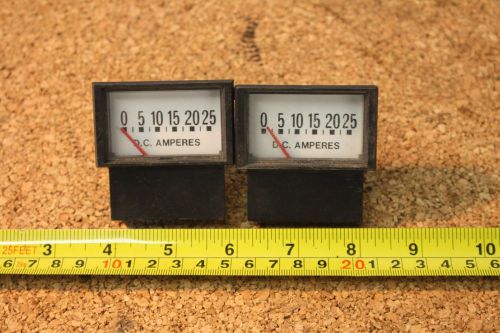 VINTAGE PANEL METERS - STEAMPUNK - PAIR - 0-25 DC AMPERES CLIP ON