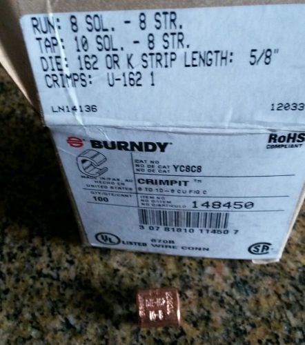 Burndy 8-10 gauge crimps box of 50 USA shipper,FAST!