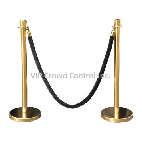 ROPE STANCHION, 3 PCS SET, TAPER TOP, GOLD POLISH S.S. 12&#034; FLAT BASE