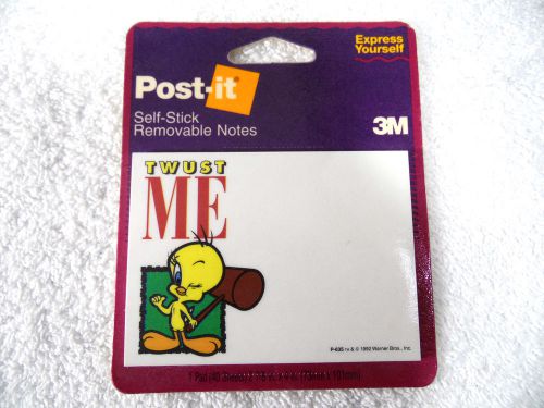 Tweety Bird - TWUST ME  3M POST-IT NOTES PAD - 1992 Warner Bros Rare P-635