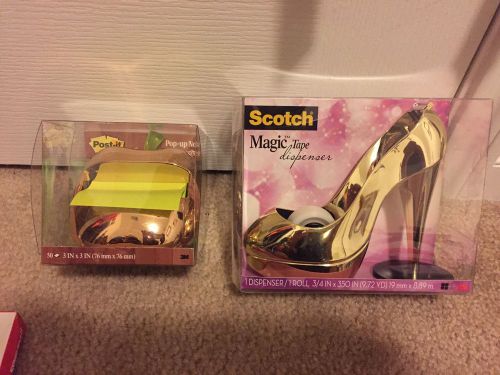 Scotch Gold Shoe Desktop Dispenser w Metallic Tape Stiletto Heel Post It Apple