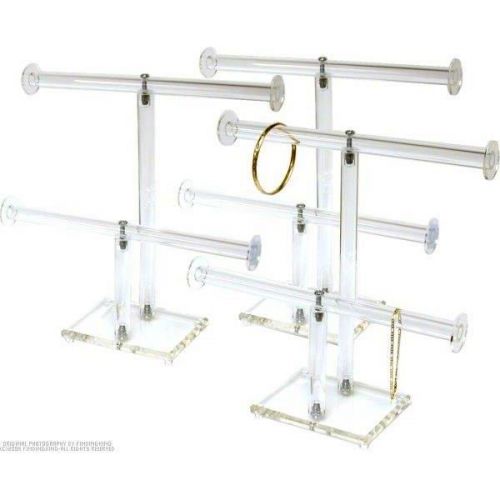 3pc 2 Tier Clear Acrylic T-Bar Chain &amp; Bracelet Display