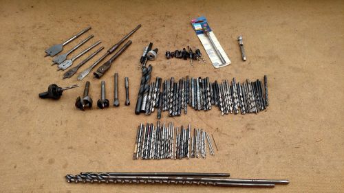 Drill bits arbor spade misc lot 121 pieces machinist wood working assorted for sale
