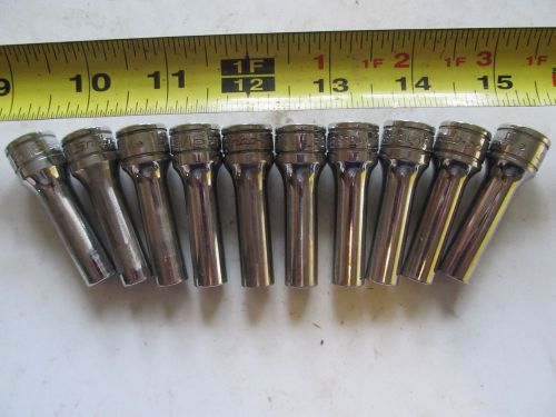 Aircraft tools 10 Snap On 3/8&#034; drive, 5/16&#034; sockets 12PT