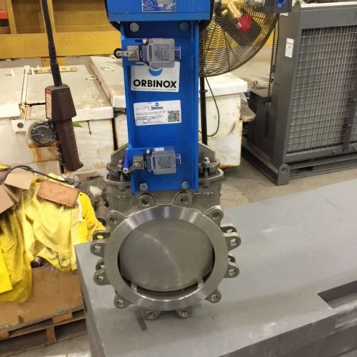 ORBINOX 10&#034; KNIFE GATE VALVE, MODEL 20-3434MI  PNEUMATIC CYLINDER