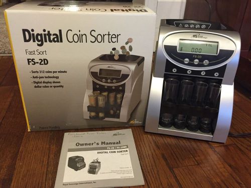 Fast Sort 2 Row Digital Coin Sorter Black / Silver (FS2D) Counter Money Change