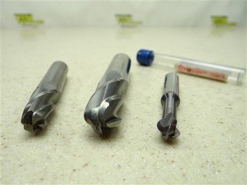 Lot of 3 solid carbide ball nose end mills 3/8&#034; to 39/64&#034; harvey usa for sale