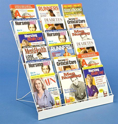 Displays2go Wire Countertop Literature Rack, 6-Tier Brochure Organizer, Open